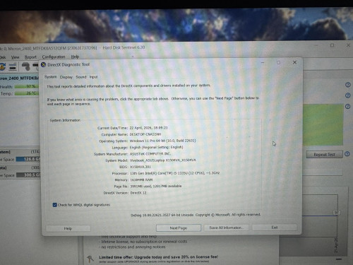 ნოუთბუქი ASUS X1504V  I5-1335u ID:518656-III