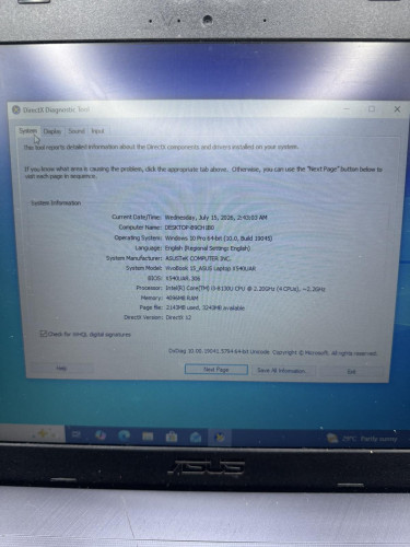 ნოუთბუქი ASUS I3-8130U ID : 0001-IV