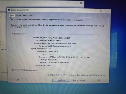 ნოუთბუქი Acer N19H1  ID: CALL*0116*- IV