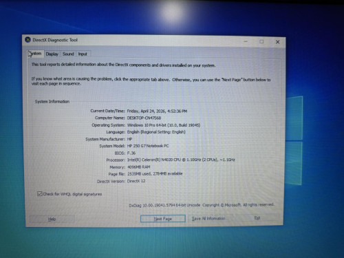 ნოუთბუქი HP Celeron N4020   ID: *0027* -IV